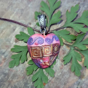 Electric Heartbeat Steampunk Tin Man Heart Pendant Hand Sculpted and Painted
