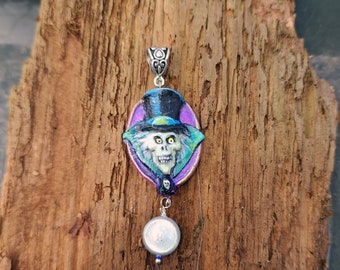 Haunted Hatbox Ghost pendant Glow in the Dark Handmade