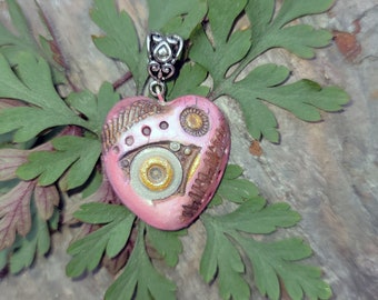 Pink Passion Steampunk Herz Anhänger OOAK