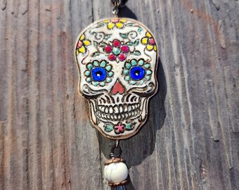 Beau grand jour du pendentif crâne mort Dia De Los Muertos