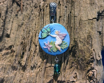 Tiny Handmade Fairy and Butterfly Pendant