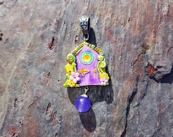 Glow in the Dark Fairy Door Fae Handmade Pendant Faries