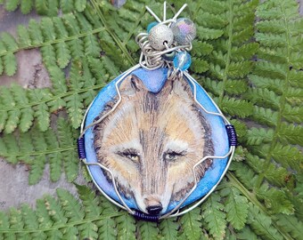Red Wolf Handmade Necklace Pendant By Samantha Kocsis Canine