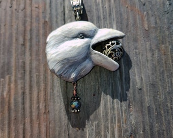 White ravens of Qualicum Beach Handmade Pendant