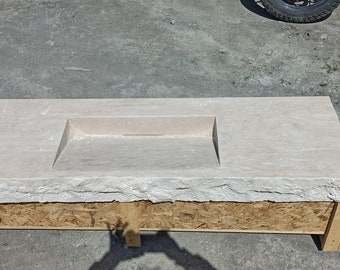 Travertine Marble Sink ,Wall Mounted Marble Sink , Custom Travertine ,Bathroom Vanity ,Powder Room Marble Vanity ,Handmade Marble Sink