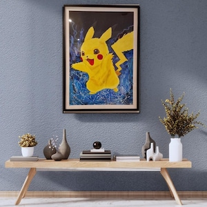 ポケモンピカチュウのアクリルを使ったユニークなアートワーク