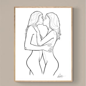 Lesbian digital line art for download by Amsterdam based LGBTQ+ artist