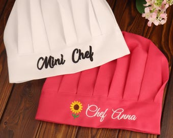 Custom Embroidered Chef Hat, Personalized Name Logo Kitchen Hat for Cooks, Bakers, kids and adult