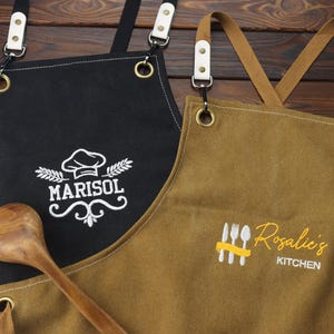 Personalized Embroidered Canvas Apron, Chef Gift