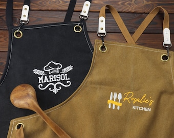 Personalized Embroidered Canvas Apron, Chef Gift