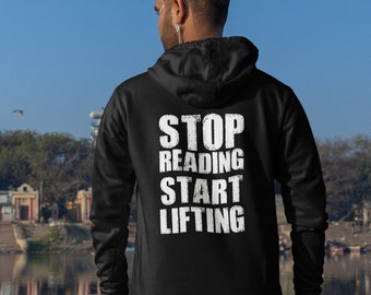 Deja de leer, empieza a levantar/sudadera deportiva, sudadera con capucha para ejercicio, sudadera con capucha para gimnasio, sudadera con capucha para levantamiento de pesas. Sudadera con capucha de culturismo. Sudadera con capucha de entrenamiento