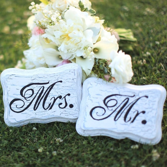 Items similar to Mr and Mrs Wedding Wood Plaques / Signs FEATURED on