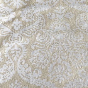 42 x 54 1.5 yards Creamy Yellow and White Cotton Damask Fabric Light Material Pillows Apparel Home Decor Crafts image 1