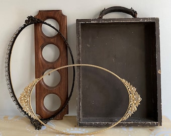 Vintage Frames Wooden drawer Leather handle Shadow Box Art display Storage Box Aged Mixed-media Home decor Supplies Unique