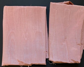 Two Remnants Pink Taffeta Patterned Upholstery Fabric Professional Vintage Home Decor Scraps Sewing Projects