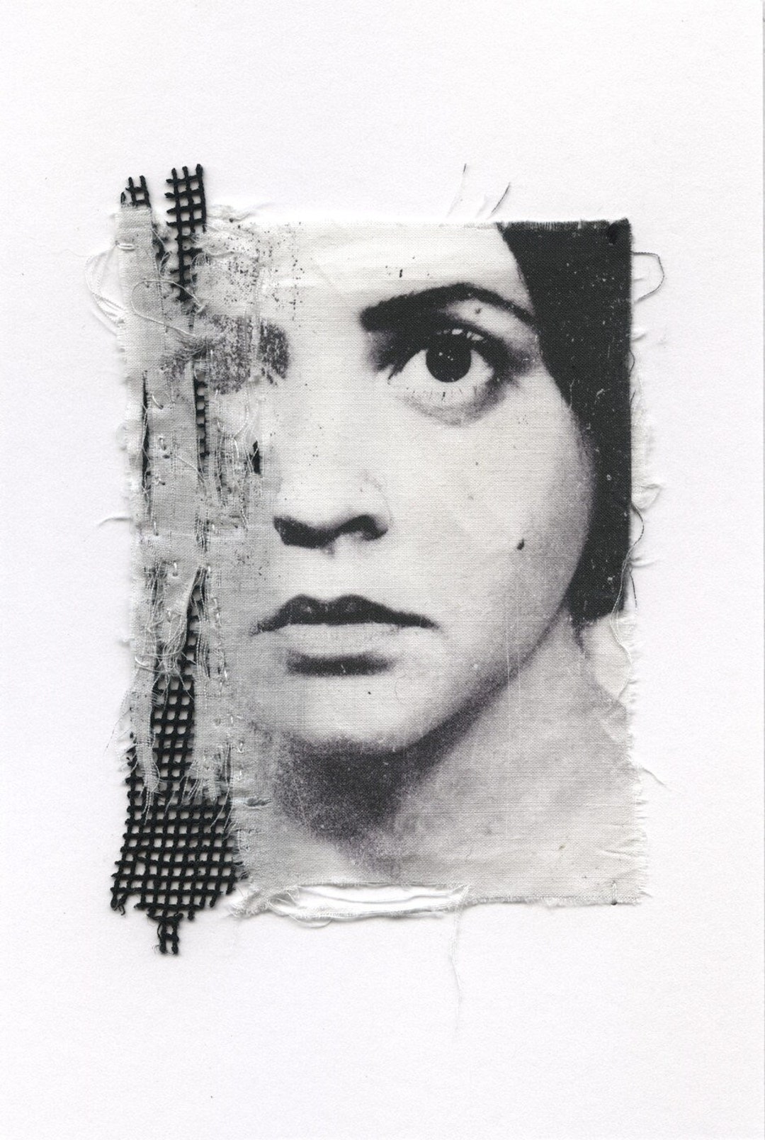 Composure OOAK Original Mixed Media Art Portrait of a Woman on Fabric