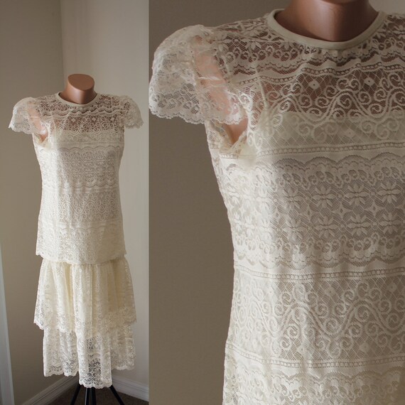 antique white lace dress