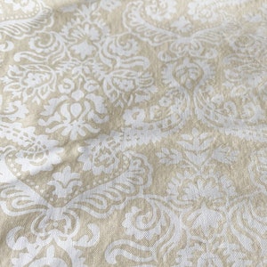 42 x 54 1.5 yards Creamy Yellow and White Cotton Damask Fabric Light Material Pillows Apparel Home Decor Crafts image 3