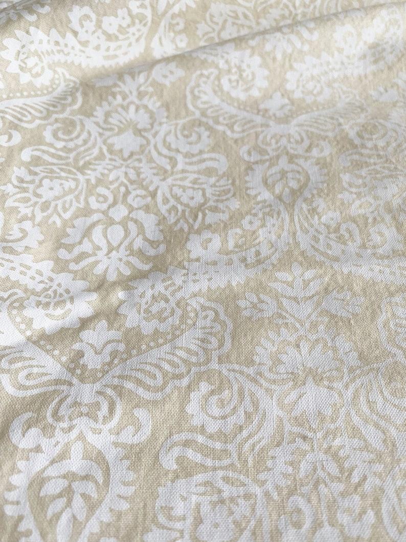 42 x 54 1.5 yards Creamy Yellow and White Cotton Damask Fabric Light Material Pillows Apparel Home Decor Crafts image 3