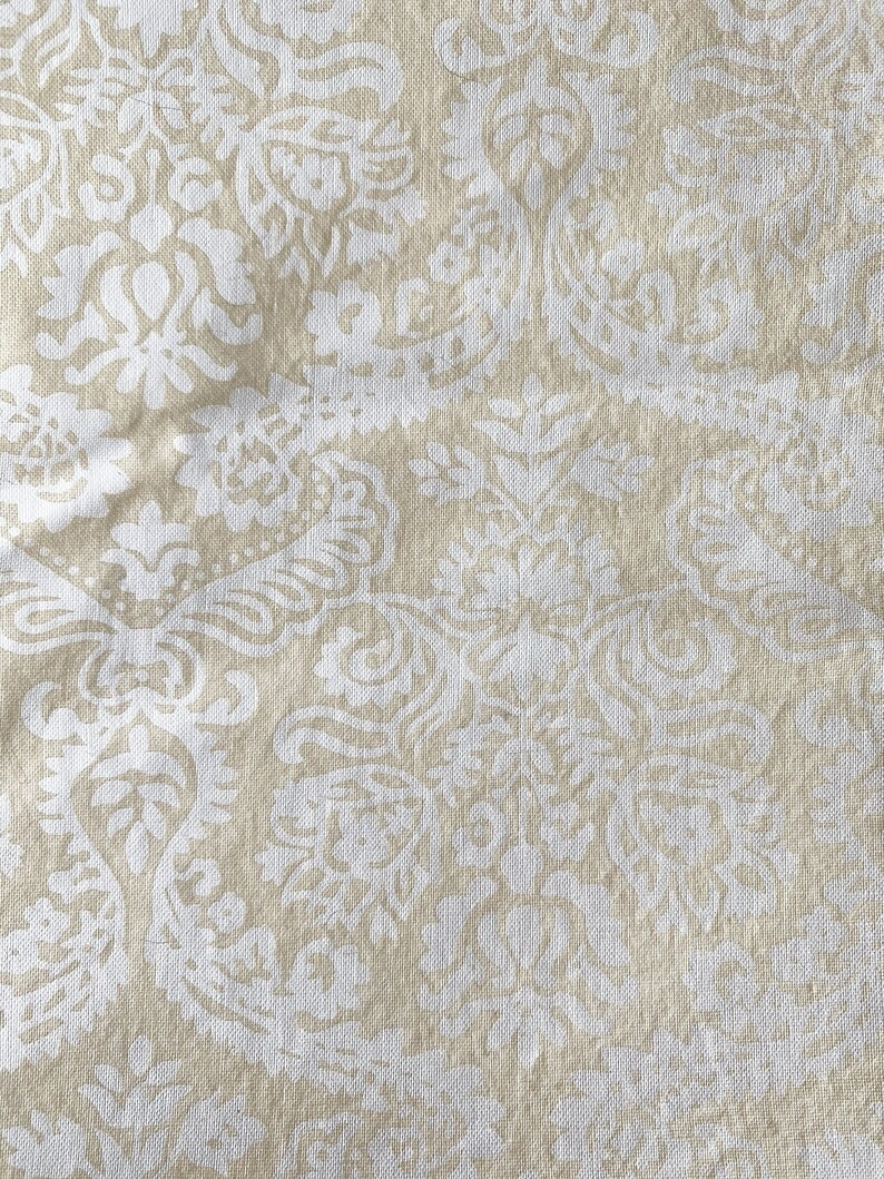 42 x 54 1.5 yards Creamy Yellow and White Cotton Damask Fabric Light Material Pillows Apparel Home Decor Crafts image 1