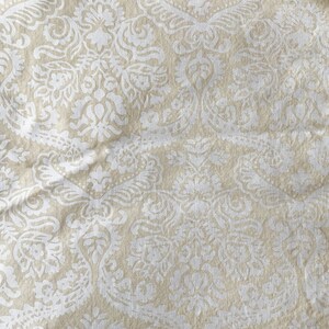 42 x 54 1.5 yards Creamy Yellow and White Cotton Damask Fabric Light Material Pillows Apparel Home Decor Crafts image 2