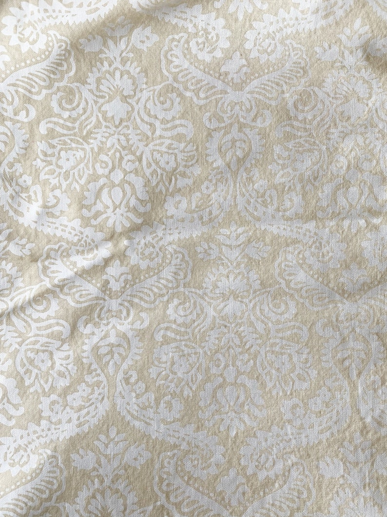 42 x 54 1.5 yards Creamy Yellow and White Cotton Damask Fabric Light Material Pillows Apparel Home Decor Crafts image 2