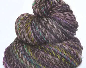 Handspun Yarn Wool Silk Blue Bulky Plied Hand Dyed Super Soft Cinderella