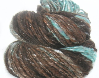 Handspunnet garn handkardat merinoull alpacka tencel glitter
