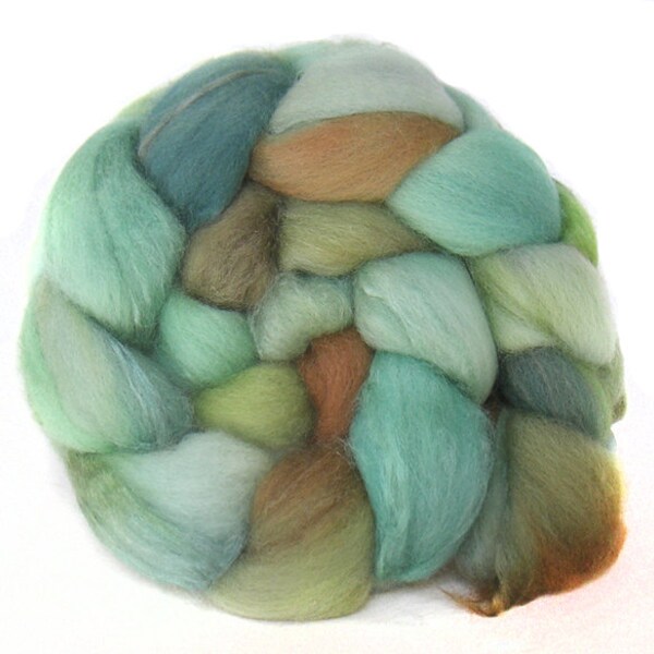 MERINO SILK handdyed wool roving top spinning or felting fiber 3.5 oz