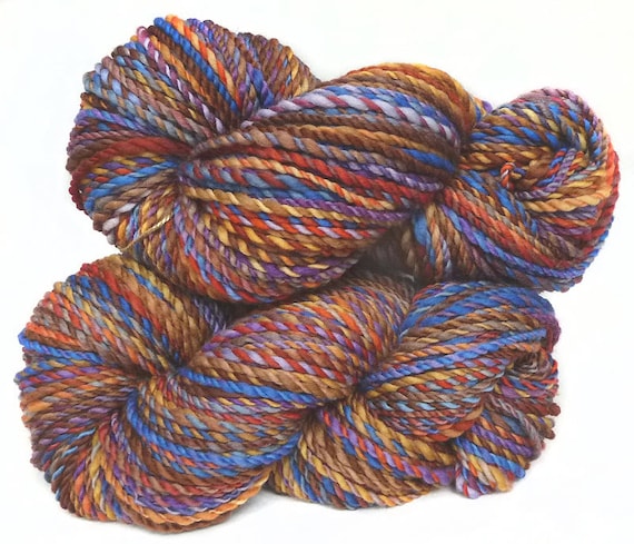 Handspun Yarn Superwash Merino Wool Hand Spun Hand Dyed Plied Yarn