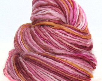 Handspun Yarn handdyed merino wool and silk