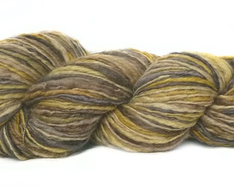 Handspun yarn handdyed BFL wool baby camel  soysilk singles yarn