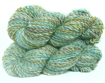 Handspun Yarn BFL Merino wool kidmohair silk sparkle hand spun hand dyed plied yarn