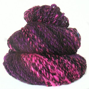 Handspun handdyed yarn superwash Merino and BFL wool and sparkle