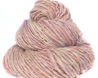 Handspun yarn hand carded Merino wool baby alpaca soysilk sparkle singles yarn