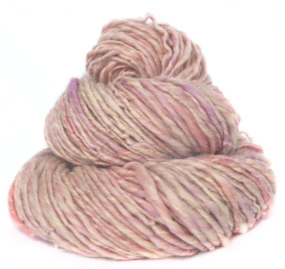 Handspun Yarn Hand Carded Merino Wool Baby Alpaca Soysilk Sparkle