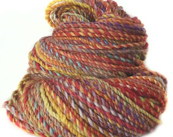 Handspun Yarn superwash Merino wool hand spun hand dyed plied yarn