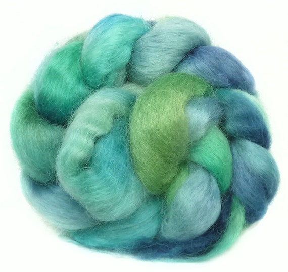 BFL CAMEL SOYSILK handdyed wool roving top spinning fiber 3.6 oz