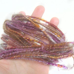 Handspun Art Yarn with wire handcarded sparkly Merino wool silk kidmohair