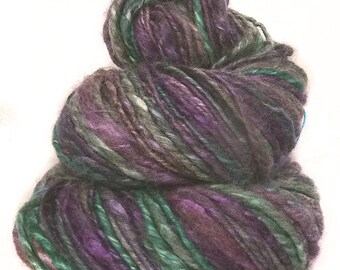 Handspun Yarn handdyed BFL wool and silk hand spun singles yarn