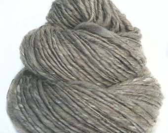 Handspun yarn hand carded Merino wool baby alpaca soysilk sparkle singles yarn