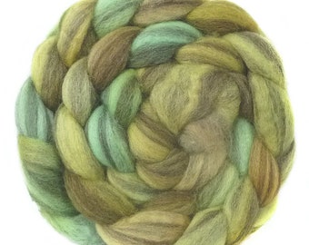 BFL handdyed wool roving top spinning or felting fiber 3.5 oz