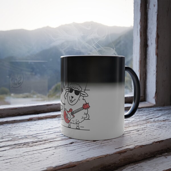 Color Morphing Mug, with a sheep in rocker style 11oz