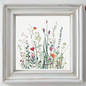 Cross Stitch patroon PDF kleurrijke gemengde wilde bloemen bloemen Instant Download