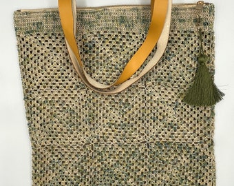 Beige&Green Stylish Shoulder Handmade Bag