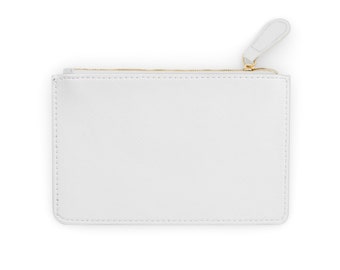 Solid White Leather Mini Clutch Handbag, Stadium Approved