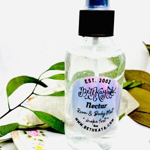 NECTAR- Limited Series Spray - Notes of Vanilla Bean, Papaya, Honey and Sugar with Crystals - Room & Body Mist Signature By BethKaya 4oz