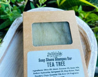 TEA TREE Soap | Body, Shave and Shampoo Bar | All-Natural Cold Process | Handmade by BethKaya