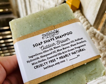 OUTDOOR SHOWER - Eucalyptus Mint Scrubby Soap Shave Shower Bar By BethKaya
