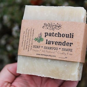 LAVENDER PATCHOULI Soap | Shave & Shampoo Bar | All-Natural Cold Process | By BethKaya
